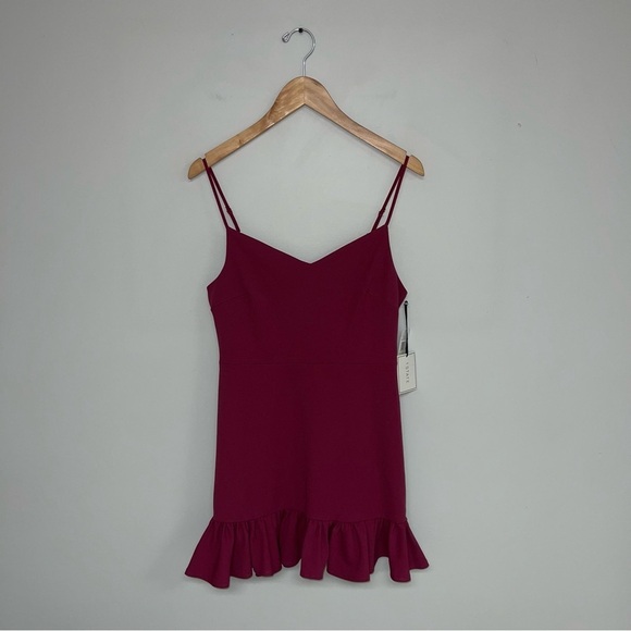 1. State Ruffle-Hem Dress Size 4 US Berry Charm Red Pink Spaghetti-Strap NWT - Picture 2 of 11